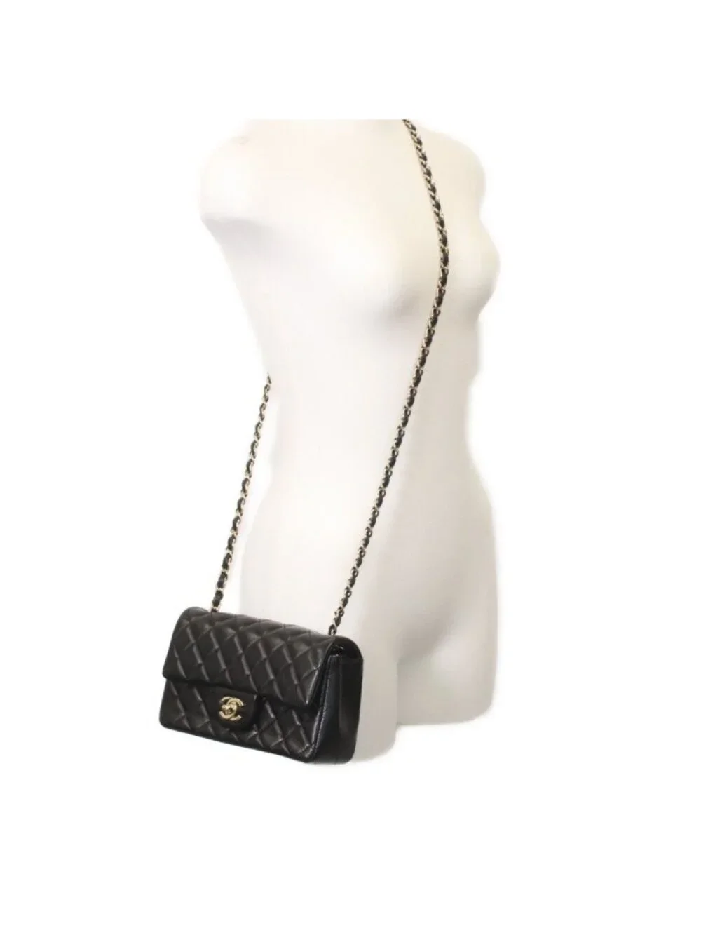 Chanel Black Rum Gold Mini Quilted 20 Chain Shoulder Bag